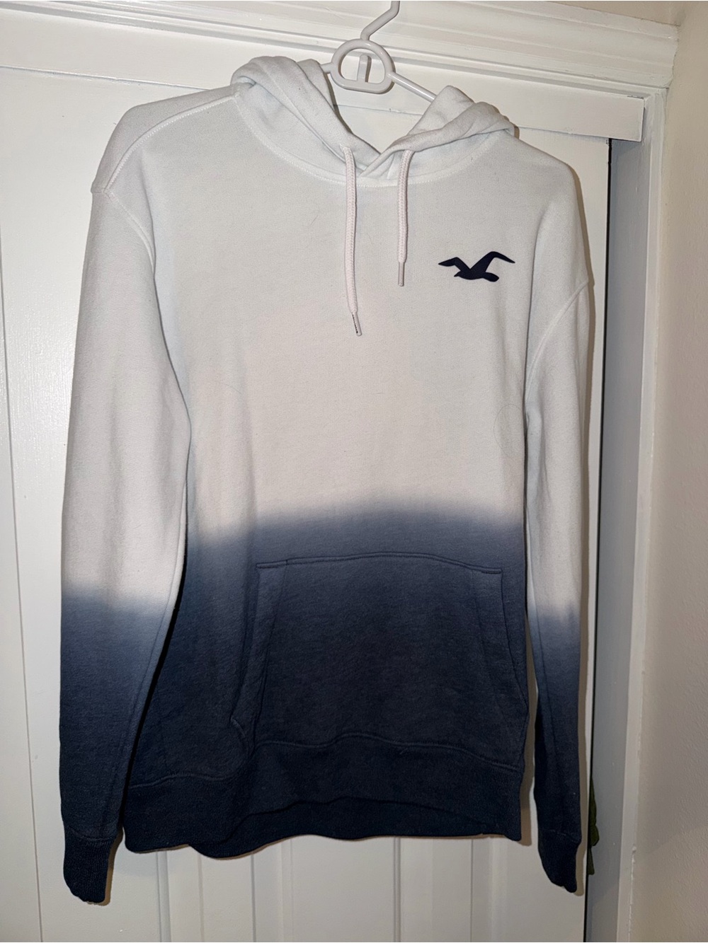 Hollister White to Navy Ombre Pullover Hoodie